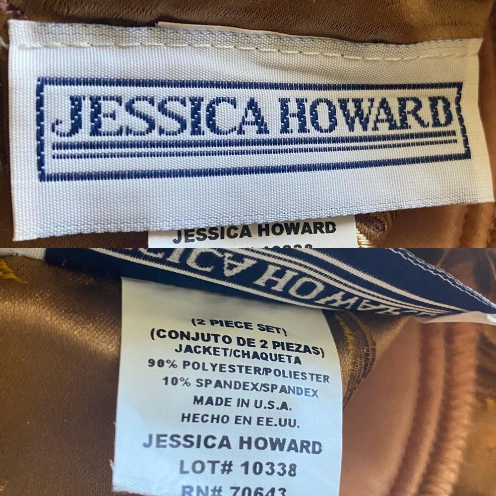 Jessica Howard Vintage 90s Robe Kimono Satin Top Jacket Faux Wrap Gold Sz Large - Picture 11 of 13
